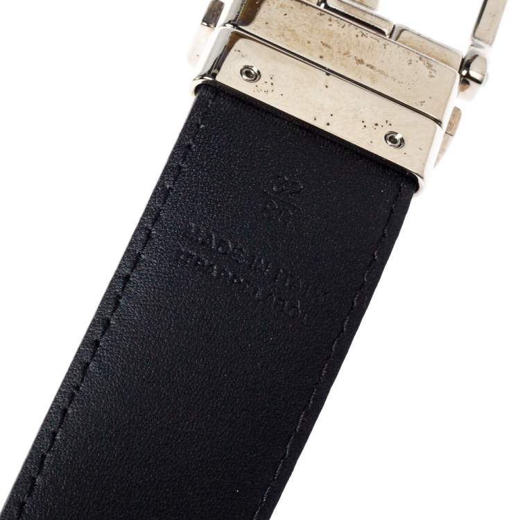 Pre Owned Burberry Grey Smoked Check Coated Canvas James Reversible Belt 80CM