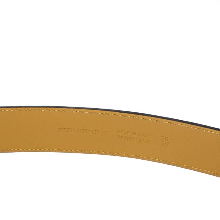 Pre Owned Burberry Black Leather Double D Ring Belt 90CM