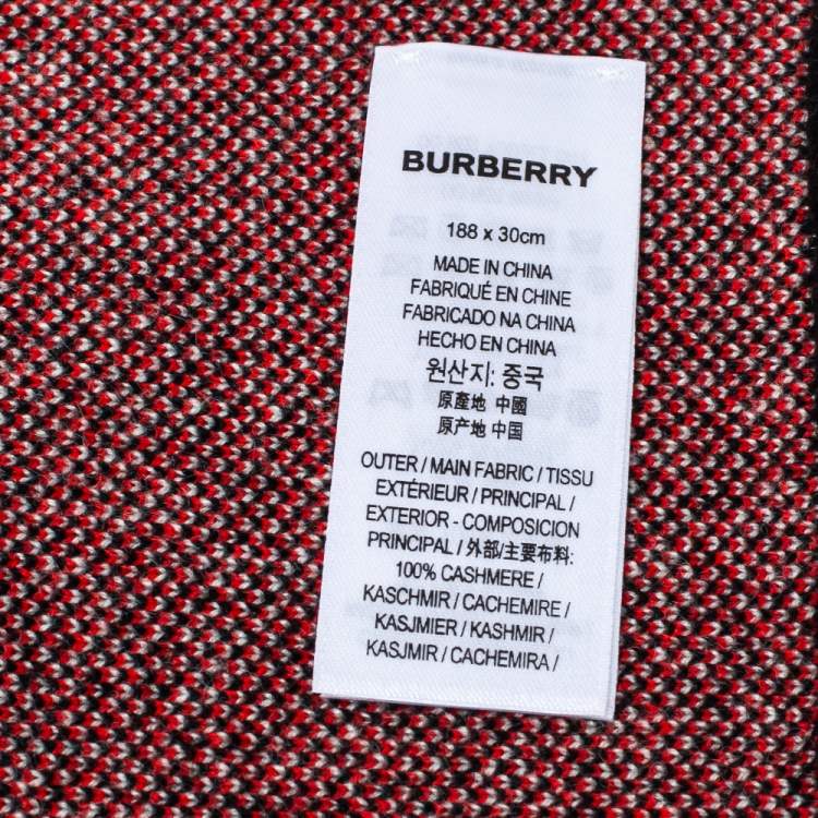 Pre Owned Burberry Bicolor Logo Intarsia Knit Cashmere Football Scarf