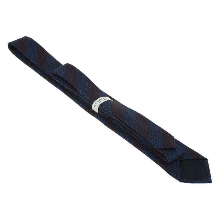 Pre Owned Burberry Blue and Brown Striped Silk Tie
