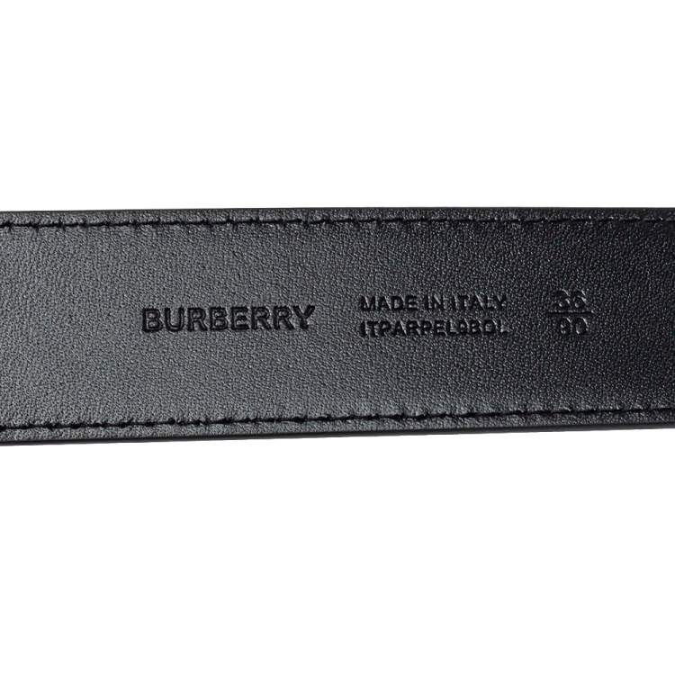 Pre Owned Burberry Black PVC Gray35 Buckle Belt 90CM
