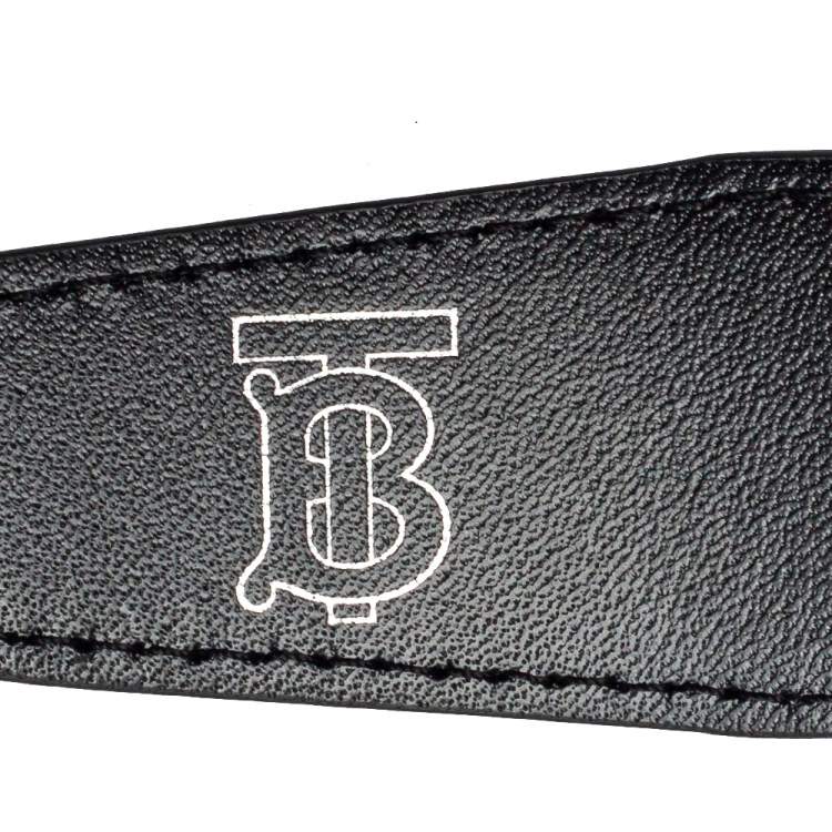 Pre Owned Burberry Black PVC Gray35 Buckle Belt 90CM