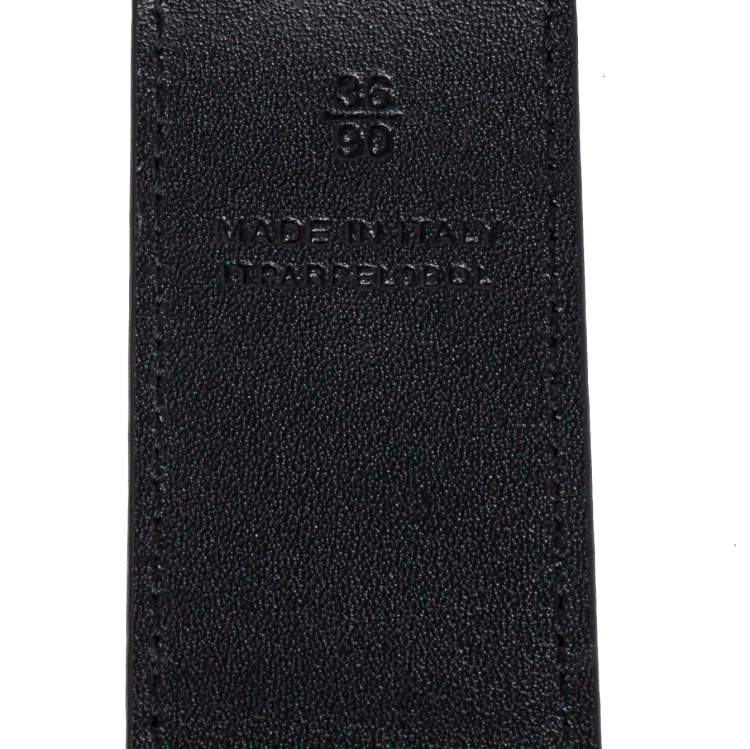 Pre Owned Burberry Black PVC Gray35 Buckle Belt 90CM