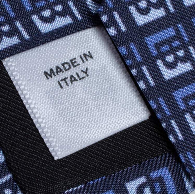 Pre Owned Burberry Pebble Blue Monogram Manston Silk Tie