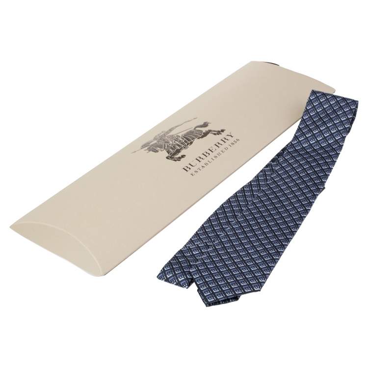 Pre Owned Burberry Pebble Blue Monogram Manston Narrow Silk Tie