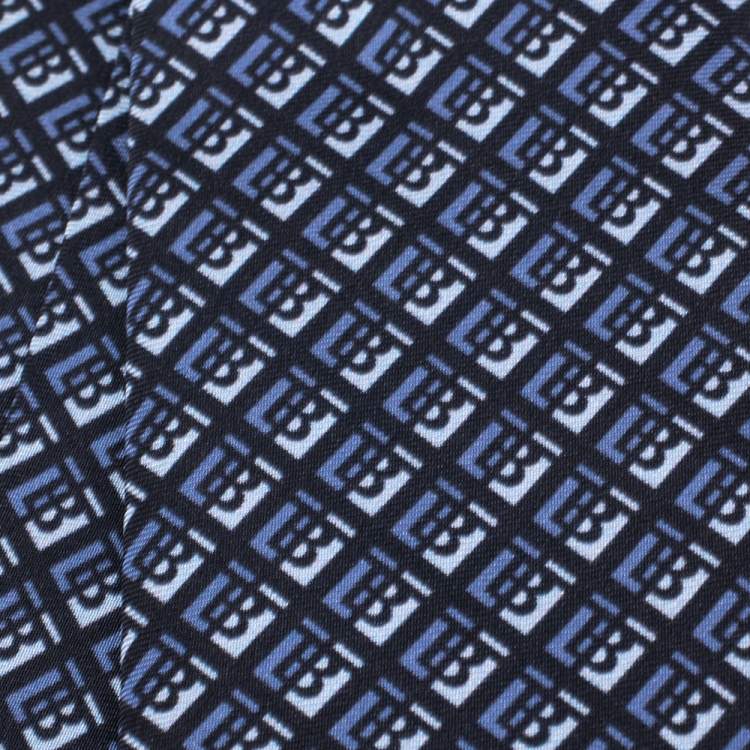 Pre Owned Burberry Pebble Blue Monogram Manston Narrow Silk Tie