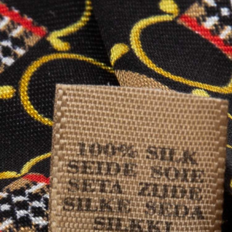 Pre Owned Burberry Black Archive Scarf Print Silk Slim Tie