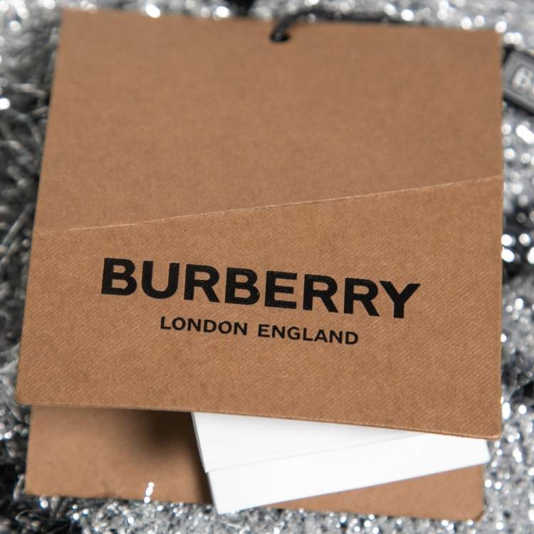 Pre Owned Burberry Black and Metallic Tb Monogram Jacquard Scarf