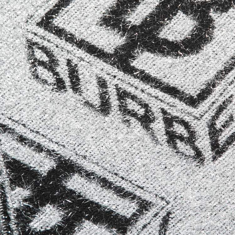 Pre Owned Burberry Black and Metallic Tb Monogram Jacquard Scarf