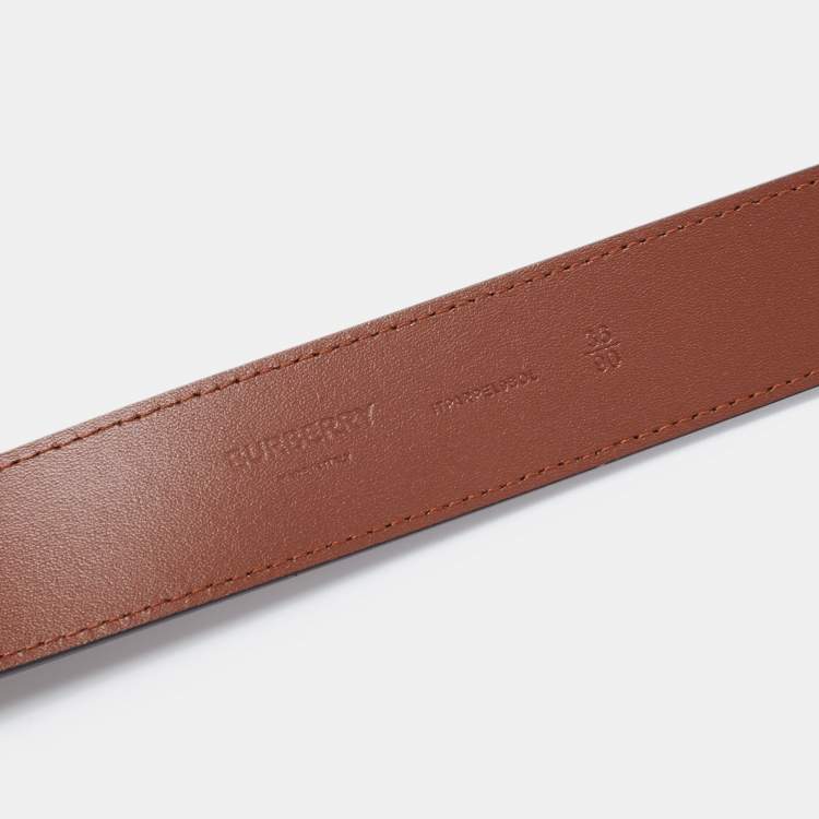 Pre Owned Burberry Brown Leather Louis Buckle Belt 90 CM