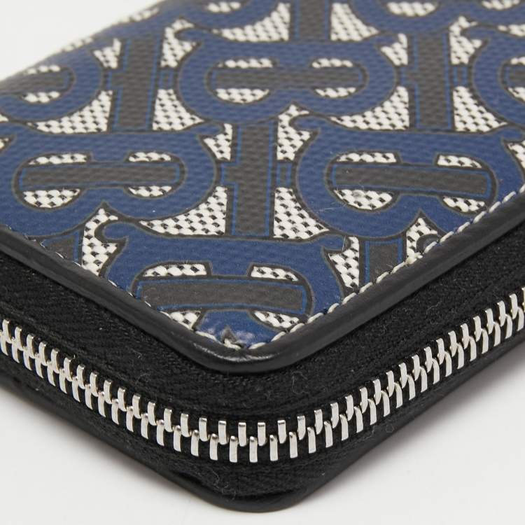 Pre Owned Burberry Tri Color Tb Monogram Coated Canvas and Leather Ferris Zip Around Lanyard
