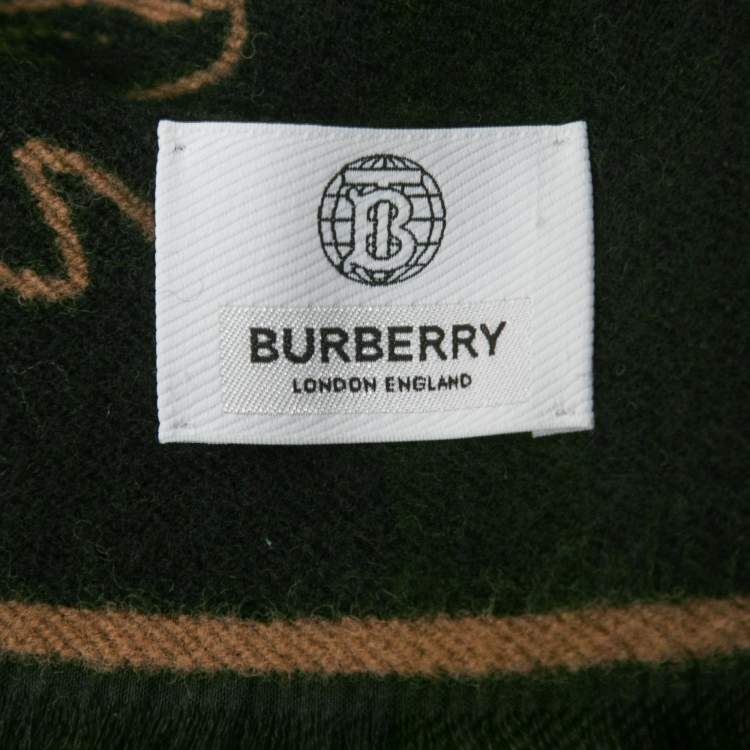 Pre Owned Burberry Brown Oak Leaf Wool Football Scarf