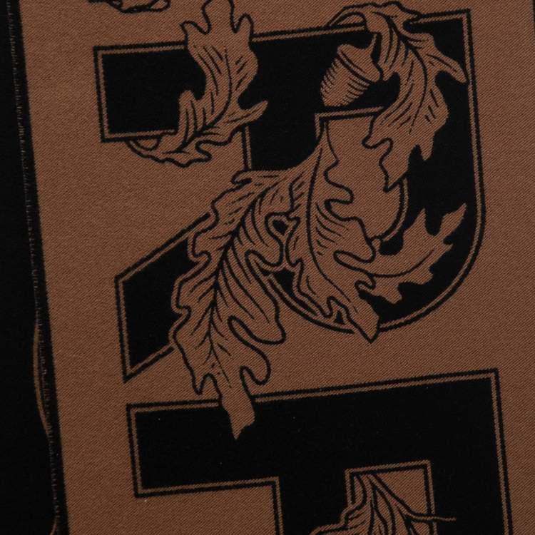 Pre Owned Burberry Brown Oak Leaf Wool Football Scarf