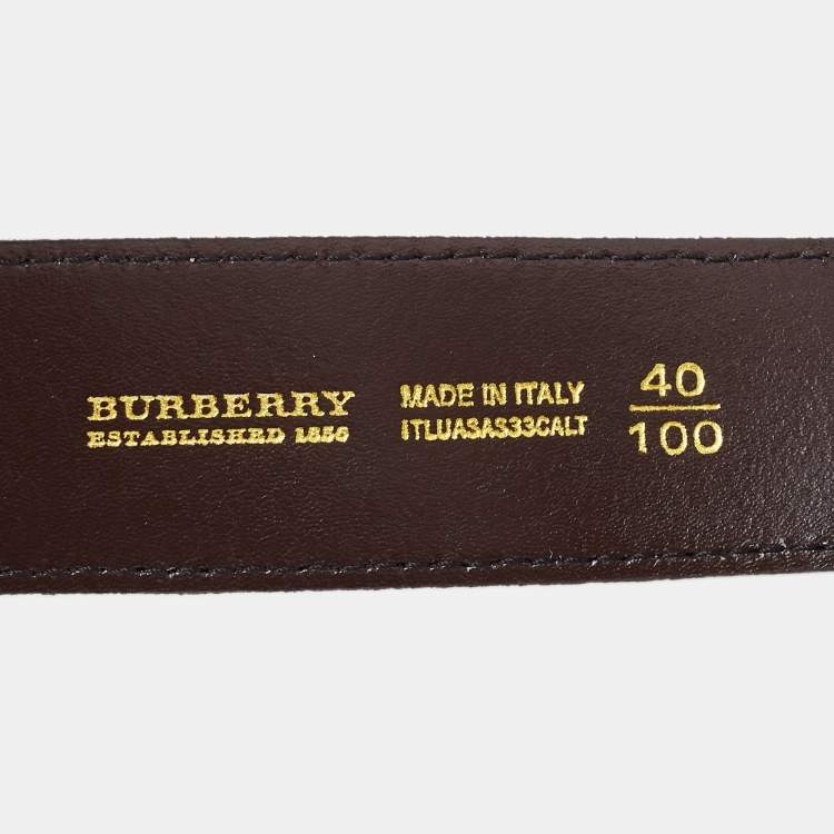 Pre Owned Burberry Beige Haymarket Check Coated Canvas Logo Plaque Belt 100CM