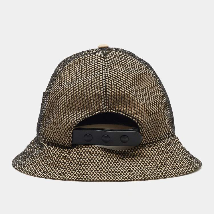 Pre Owned Burberry Beige Cotton & Mesh Trucker Bucket Hat S