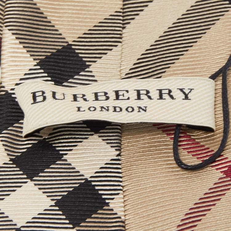 Pre Owned Burberry Beige Giant Check Rohan Silk Tie