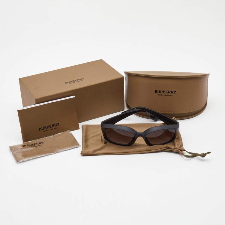 Pre Owned Burberry Black/Brown Gradient B4338 Milton Oval Sunglasses