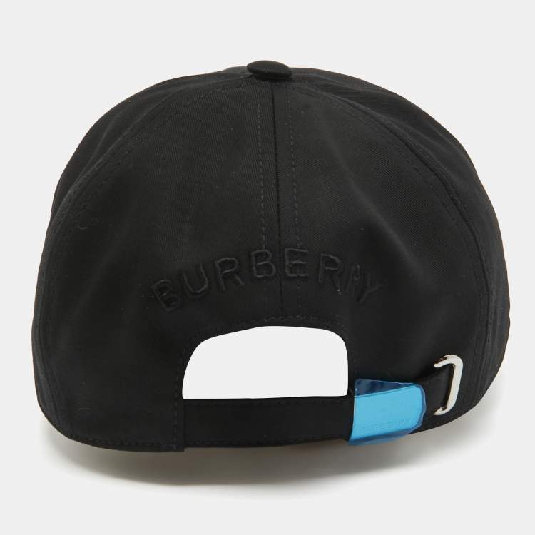 Pre Owned Burberry Black EKD Appliqued Cotton Baseball Cap M