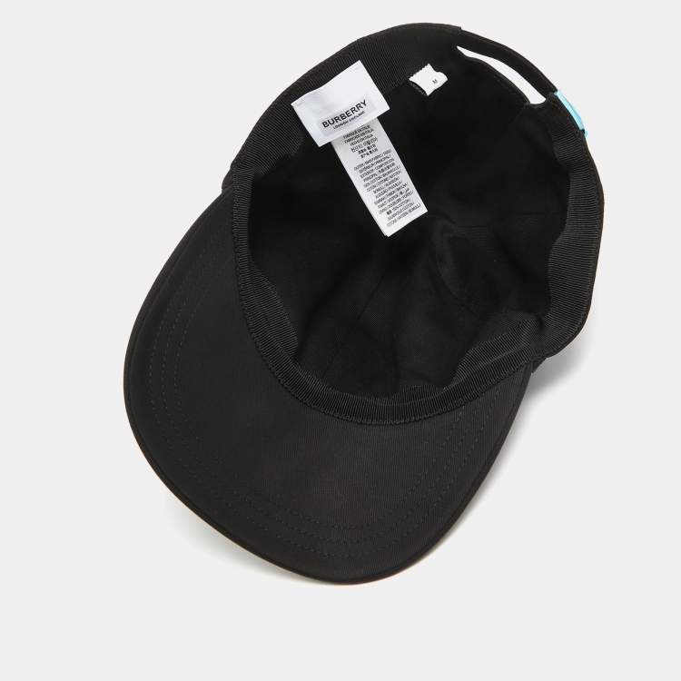 Pre Owned Burberry Black EKD Appliqued Cotton Baseball Cap M