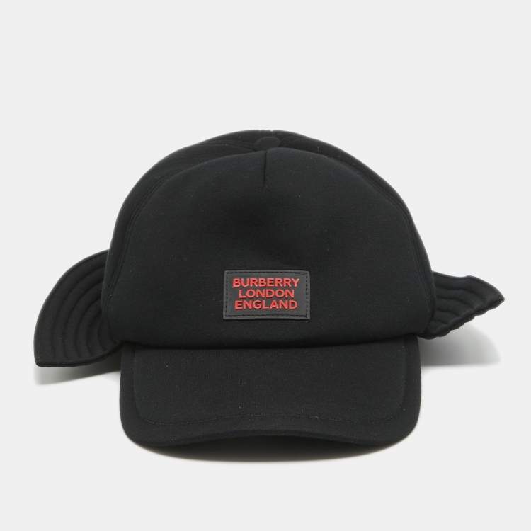 Pre Owned Burberry Black Modal Logo Applique Reconstructed Baseball Cap L
