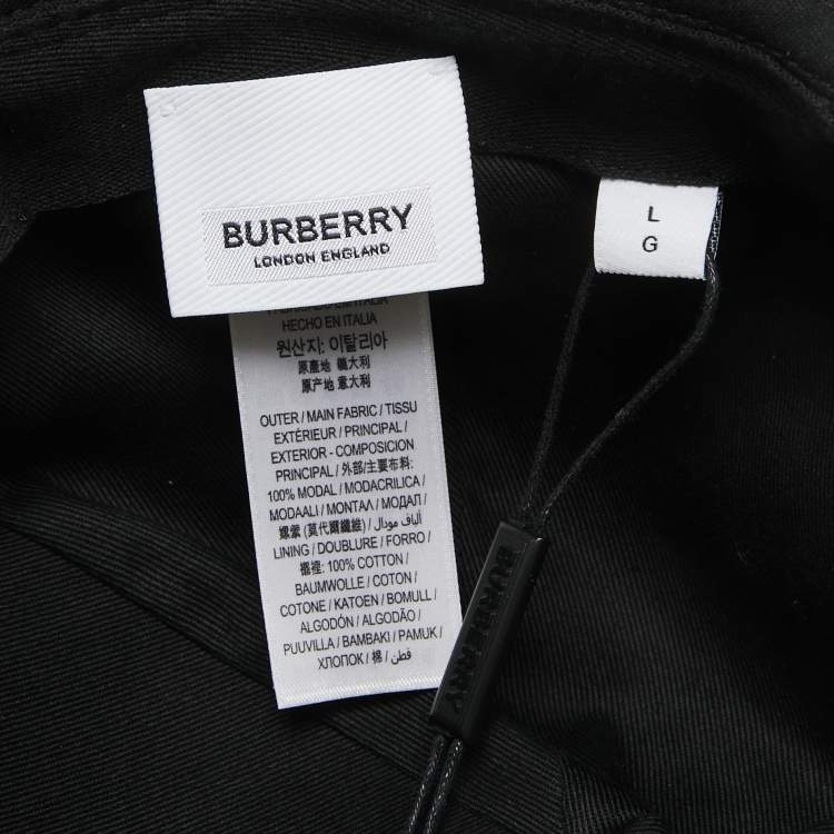 Pre Owned Burberry Black Modal Logo Applique Reconstructed Baseball Cap L