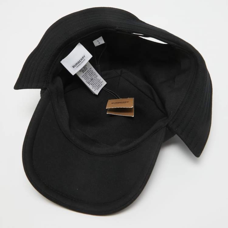 Pre Owned Burberry Black Modal Logo Applique Reconstructed Baseball Cap L