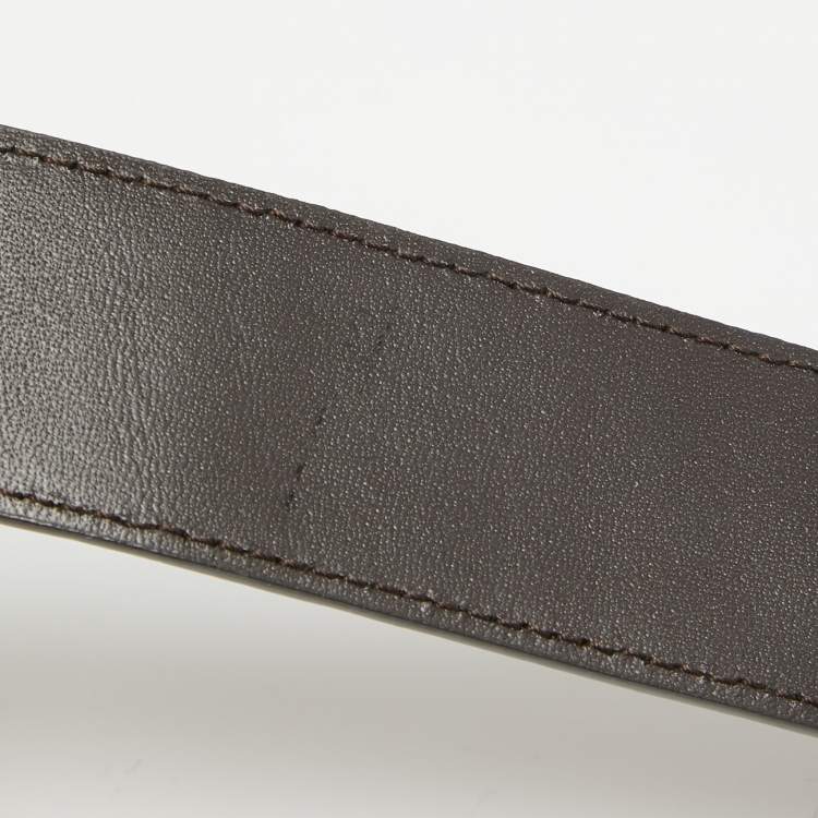 Pre Owned Burberry Dark Brown Croc Embossed Leather TB Buckle Belt 80CM