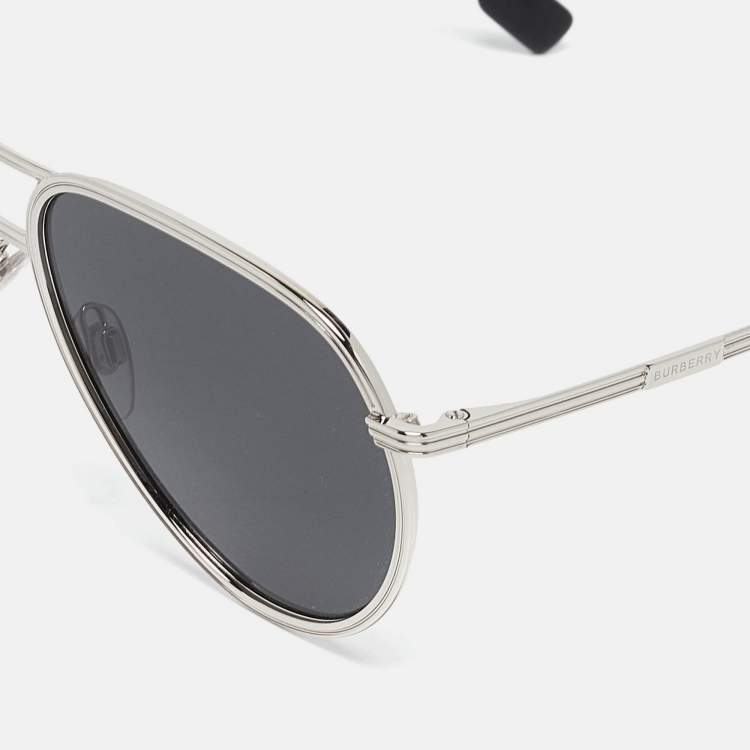 Pre Owned Burberry Black/Silver B 3135 Scott Aviator Sunglasses