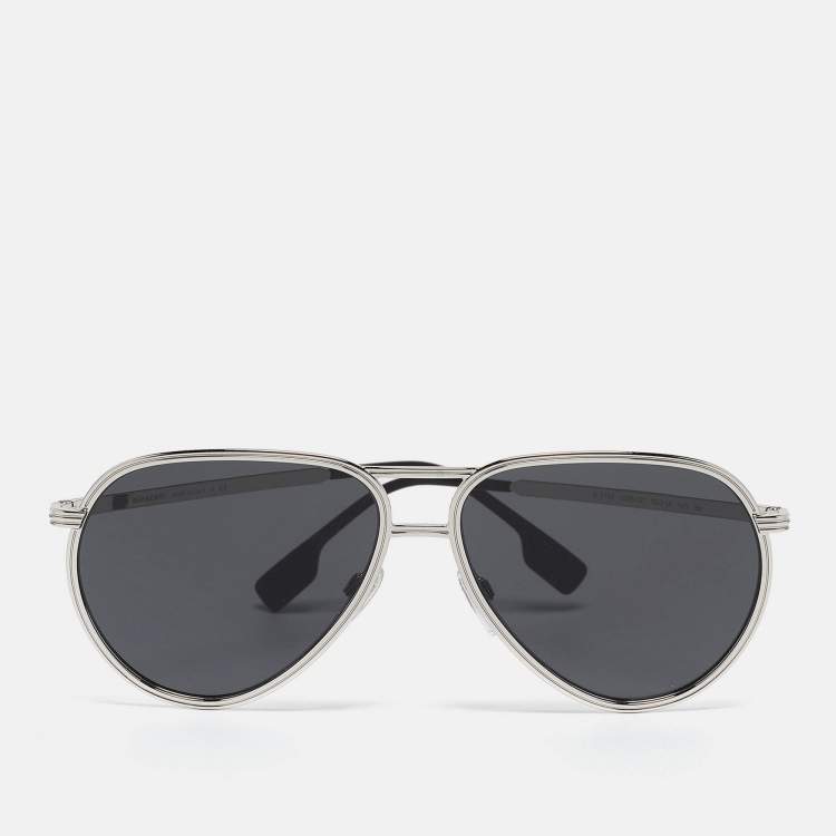 Pre Owned Burberry Black/Silver B 3135 Scott Aviator Sunglasses