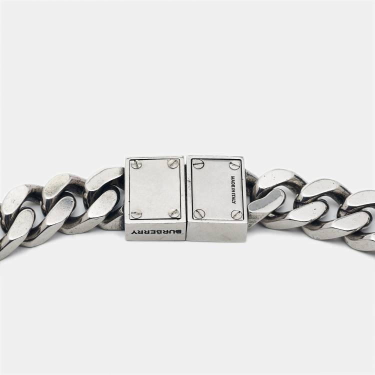 Pre Owned Burberry Olympia Silver Tone Chain Necklace