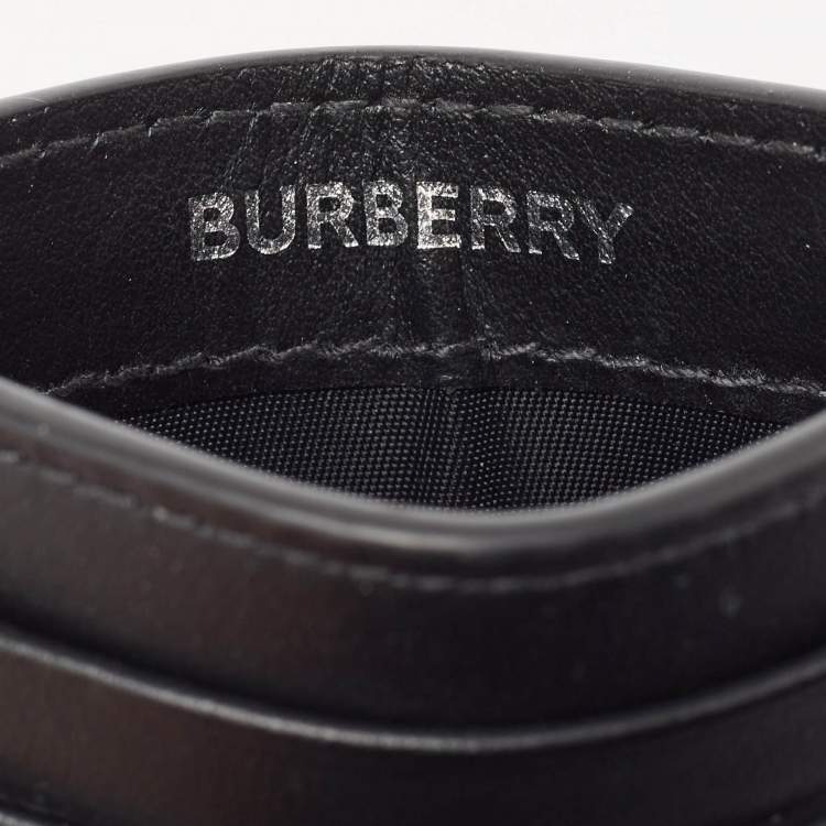 Pre Owned Burberry Black/Blue Check Coated Canvas and Leather Sandon Card Holder