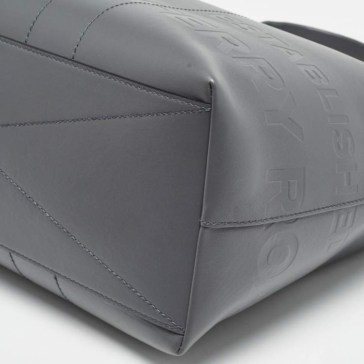 Pre Owned Burberry Ash Grey Leather Ormond Tote