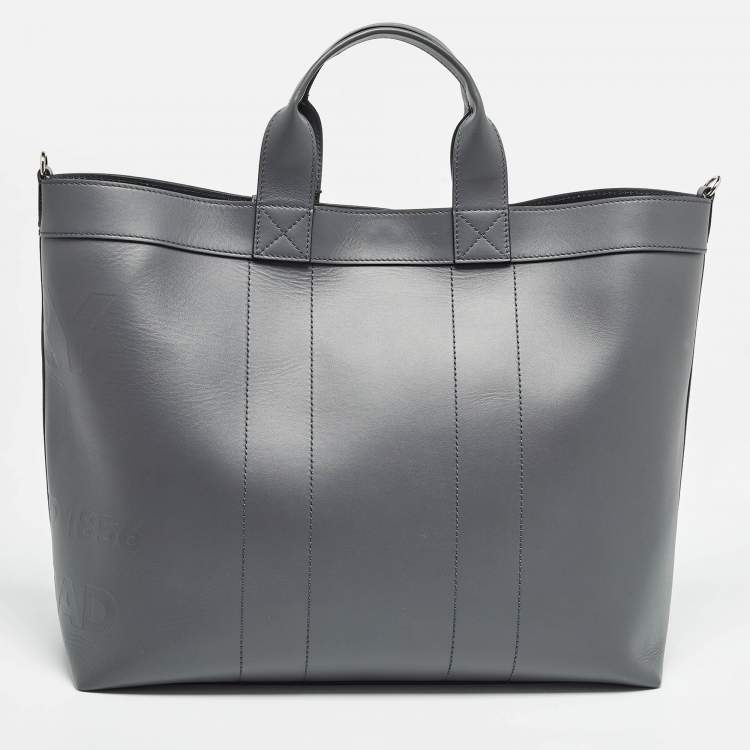 Pre Owned Burberry Ash Grey Leather Ormond Tote