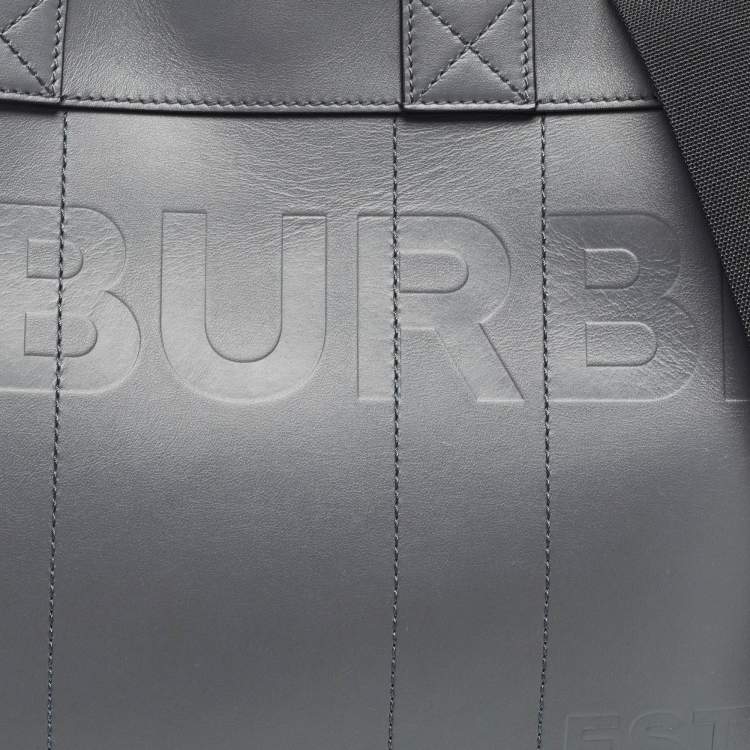 Pre Owned Burberry Ash Grey Leather Ormond Tote