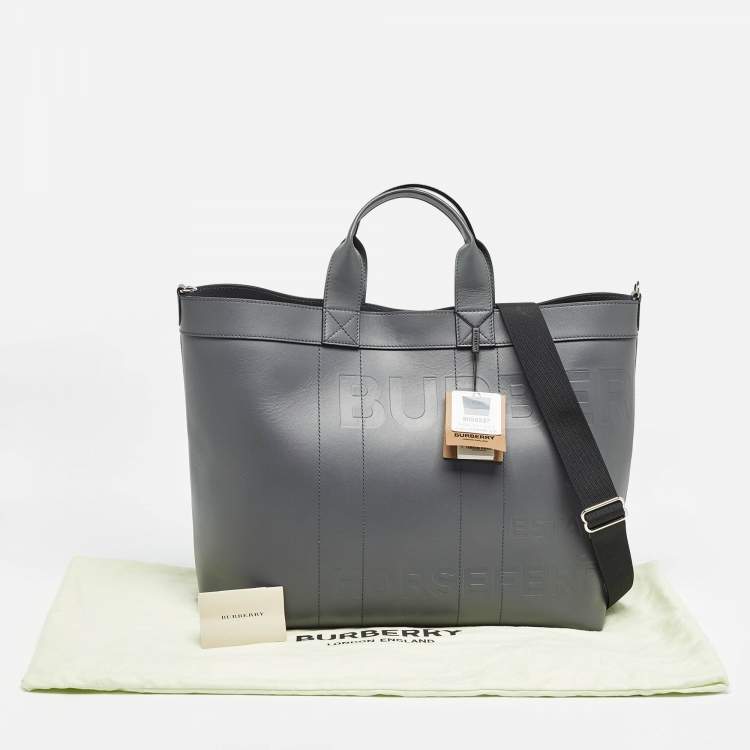 Pre Owned Burberry Ash Grey Leather Ormond Tote