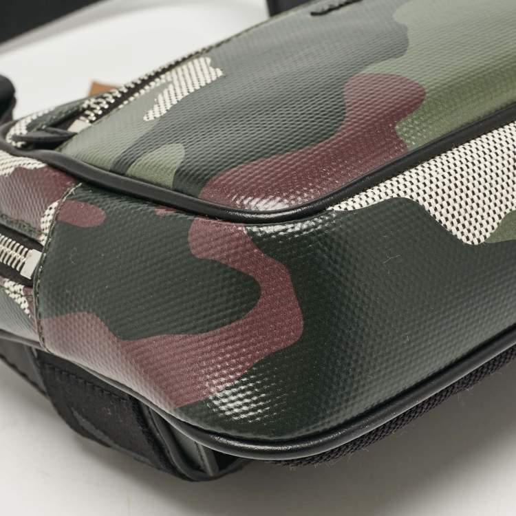 Pre Owned Burberry Mangrove Green Camo Coated Canvas West Belt Bag