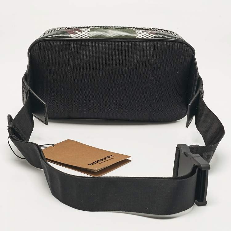 Pre Owned Burberry Mangrove Green Camo Coated Canvas West Belt Bag