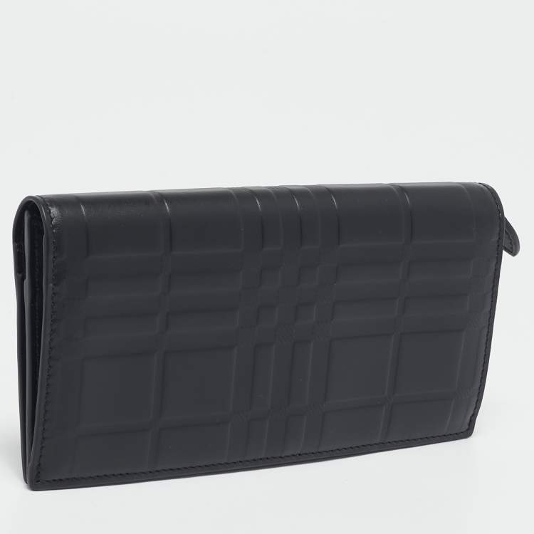 Pre Owned Burberry Black Leather Bifold Long Wallet