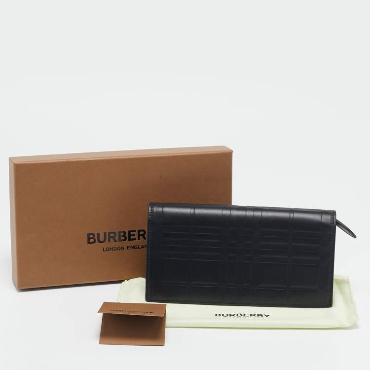 Pre Owned Burberry Black Leather Bifold Long Wallet