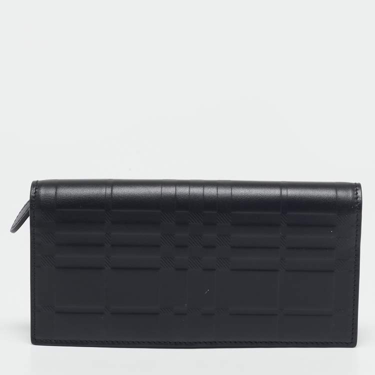 Pre Owned Burberry Black Leather Bifold Long Wallet