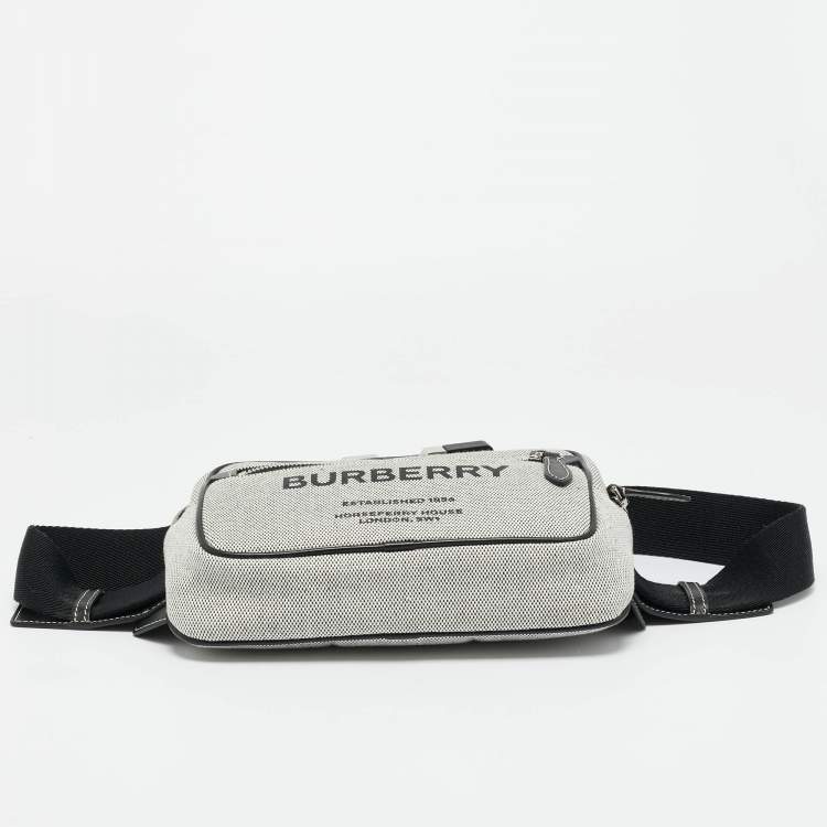 Pre Owned Burberry Grey/Black Canvas and Leather West Belt Bag