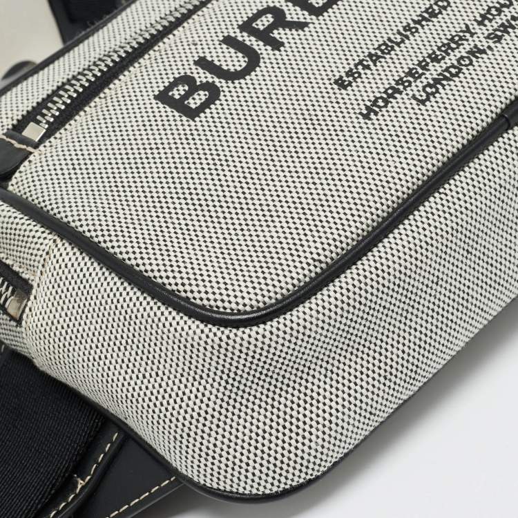 Pre Owned Burberry Grey/Black Canvas and Leather West Belt Bag