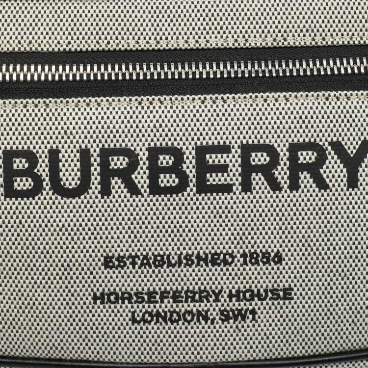 Pre Owned Burberry Grey/Black Canvas and Leather West Belt Bag