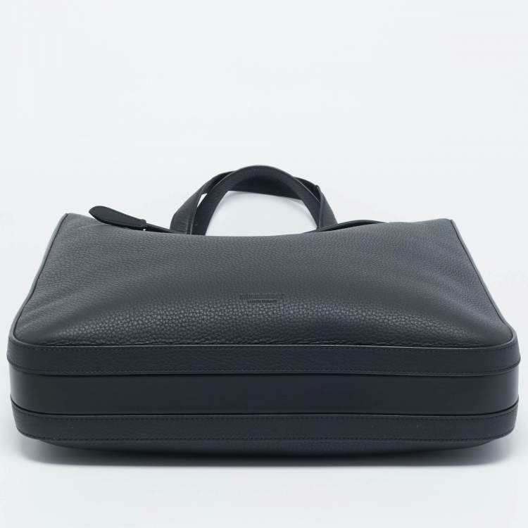 Pre Owned Burberry Black Grain Leather Olympia Tote