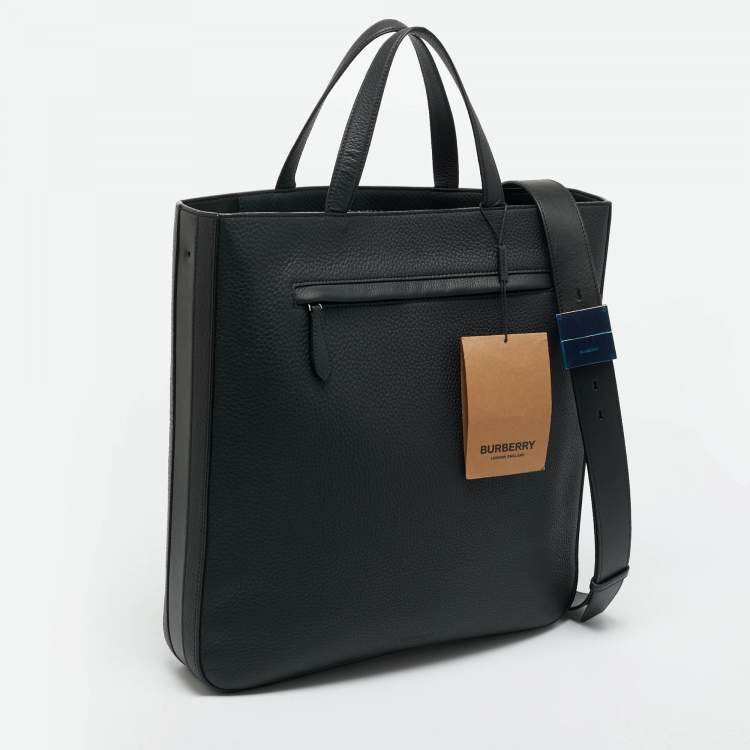 Pre Owned Burberry Black Grain Leather Olympia Tote