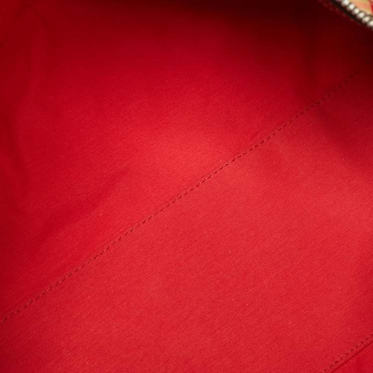 Pre Owned Burberry Kennedy Large Military Red Vintage Check Fabric Duffel Bag