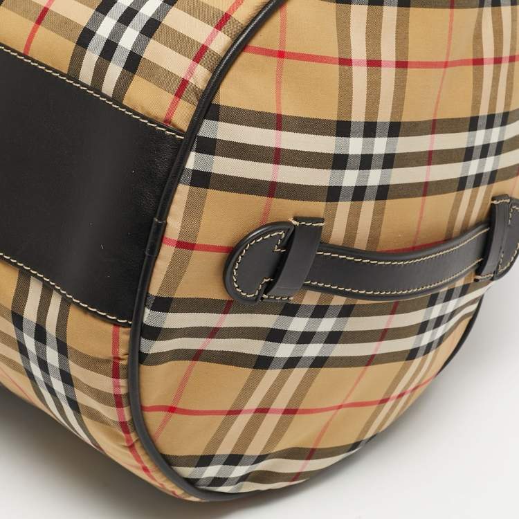 Pre Owned Burberry Kennedy Large Military Red Vintage Check Fabric Duffel Bag