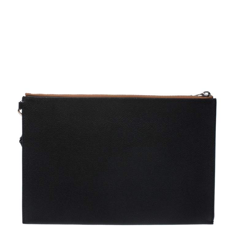 Pre Owned Burberry Black Leather Edin Zip Pouch
