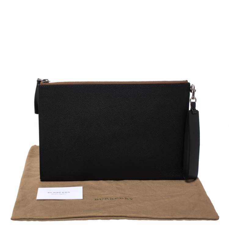 Pre Owned Burberry Black Leather Edin Zip Pouch