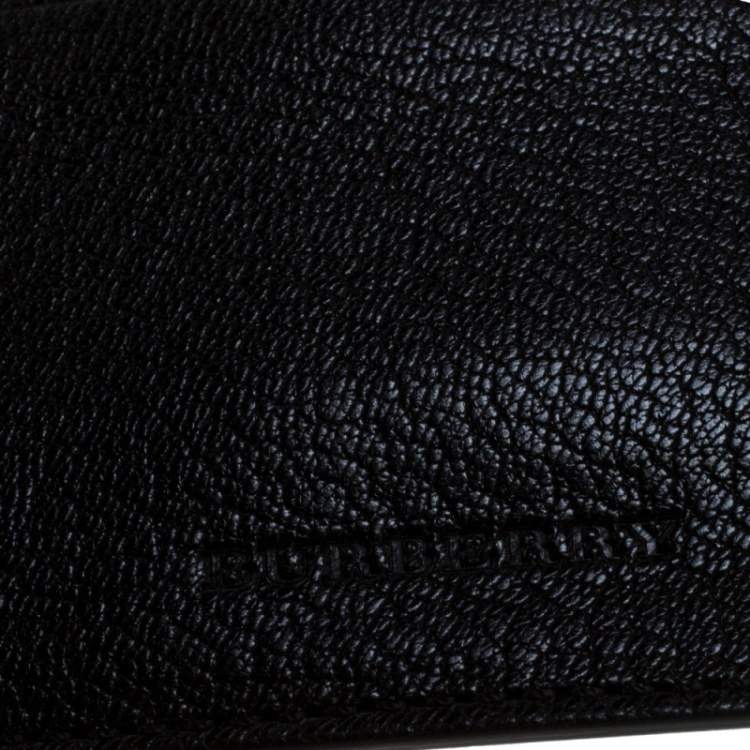Pre Owned Burberry Black/White Leather Sandon Card Holder